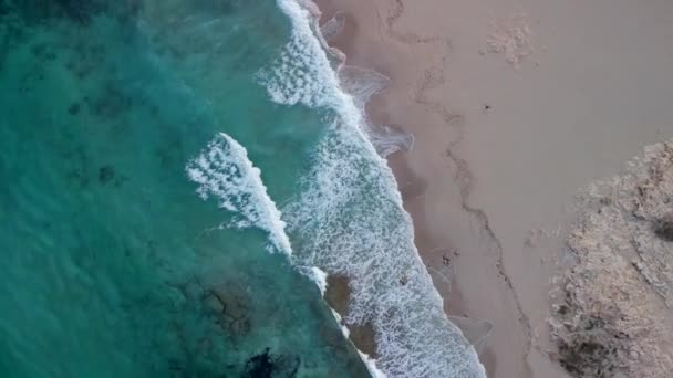 Vertical Birds Eye View Drone Beach Formentera Island Ibiza Spain — Stock video