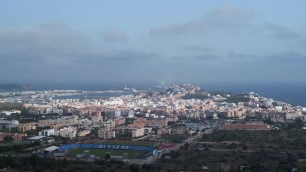 Панорамный Обзор Беспилотника Ibiza Playa Den Bossa Осень 2022 Года — стоковое видео