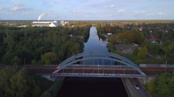 Panorama Overview Drone Brieselang Brandenburg Germany Summer Golden Hour 2022 — Stock Video