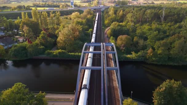 Panorama Overview Drone Brieselang Brandenburg Germany Summer Golden Hour 2022 — Wideo stockowe