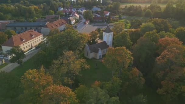 Panorama Overview Drone Village Church Paretz Brandenburg Havelland Germany Summer — Stockvideo