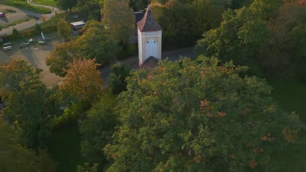Panorama Orbit Drone Village Church Paretz Brandenburg Havelland Germany Summer — Video