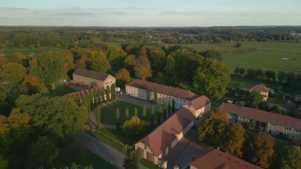 Panorama Overview Drone Paretz Castle Brandenburg Havelland Germany Summer Evening — Stock video