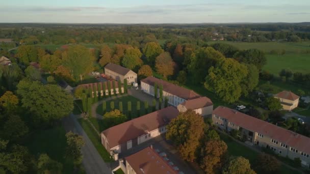 Wide Orbit Overview Drone Paretz Castle Brandenburg Havelland Germany Summer — Stock Video