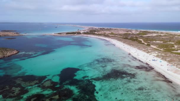 Panorama Overview Drone Beach Formentera Island Ibiza Spain Fall 2022 — Wideo stockowe