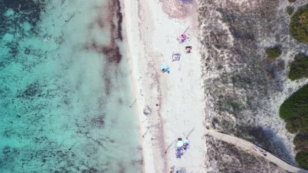 Vertical Birds Eye View Drone Beach Formentera Island Ibiza Spain — Vídeos de Stock