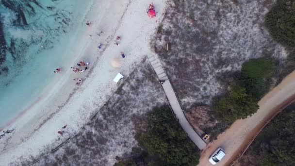 Vertical Birds Eye View Drone Beach Formentera Island Ibiza Spain — Stockvideo