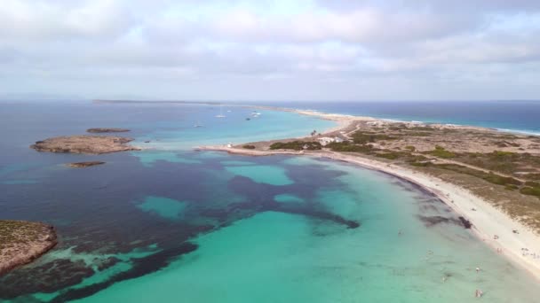 Panorama Overview Drone Beach Formentera Island Ibiza Spain Fall 2022 — Stok Video