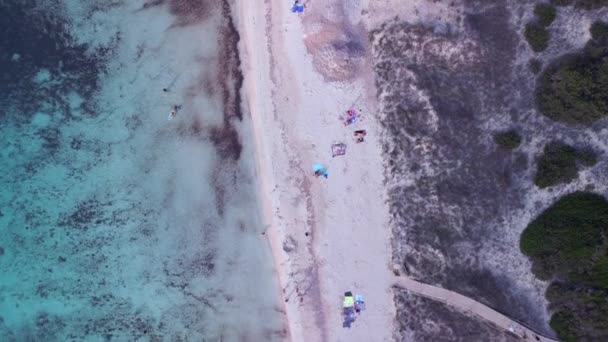 Vertical Birds Eye View Drone Beach Formentera Island Ibiza Spain — Video Stock