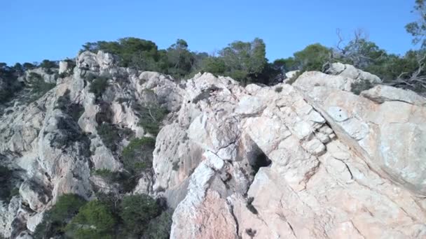 Klesající Drone Ibiza Hike Ostrov Vedra Slunečný Letní Den2022 Vysoce — Stock video