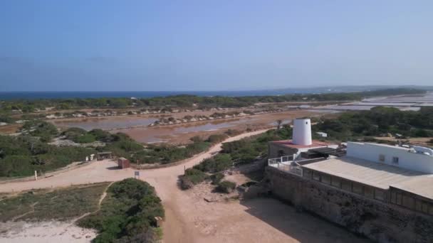 Drone Top View Moli Sal Beach Formentera Island Ibiza Spain — 비디오