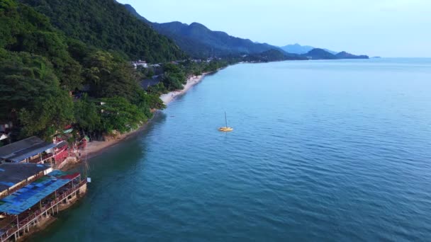 Panorama Overview Drone White Sand Beach Koh Chang Island Thailand — Wideo stockowe