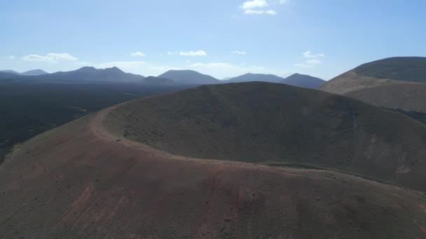 Panorama Overview Rotation Right Lava Field Lanzarote Canary Islands Sunny — Wideo stockowe