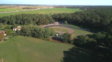 wide orbit overview drone, sunny summer day 2022. High Quality 4k Cinematic footage.