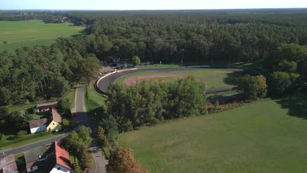 Tracking Shot Drone Ace Track Oval Course Germany Sunny Summer — Stockvideo