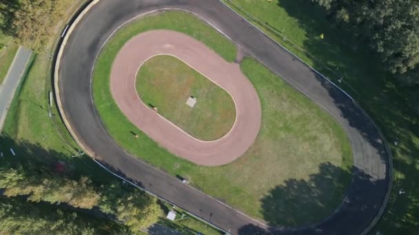 Vertical Birds Eye View Drone Ace Track Oval Course Germany — Vídeo de stock