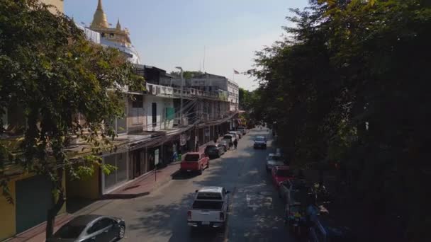 Flyover Drone Footage Bangkok Tempel Thailand Wat Saket Golden Mount — ストック動画