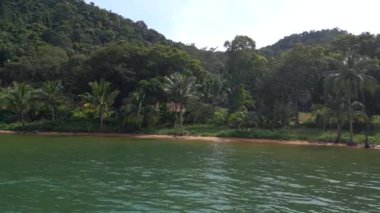 panorama orbit drone natural Beach at Koh chang island Thailand sunny day 2022. High Quality 4k Cinematic footage.