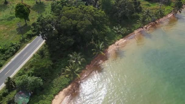 Беспилотник Сверху Вниз Вид Природного Пляжа Острове Чанг Таиланд Солнечный — стоковое видео