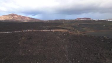panorama overview drone Canary Islands Spain, cloudy day 2023. High Quality 4k Cinematic footage.