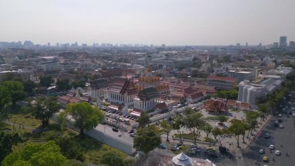 Vzestupný Dron Wat Mahannapharam Worawihan Thailand Slunečný Den2022 Vysoce Kvalitní — Stock video