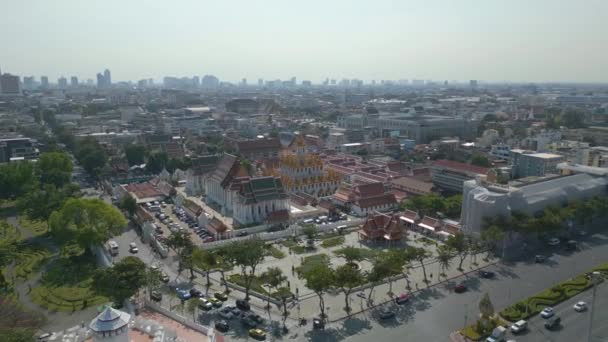 Široký Přehled Oběžné Dráhy Drone Wat Mahannapharam Worawihan Thailand Slunečný — Stock video