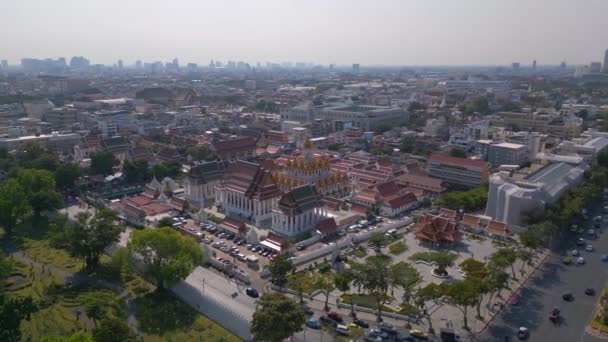 Panorama Overview Drone Wat Mahannapharam Worawihan Thailand Sunny Day 2022 — Stock video
