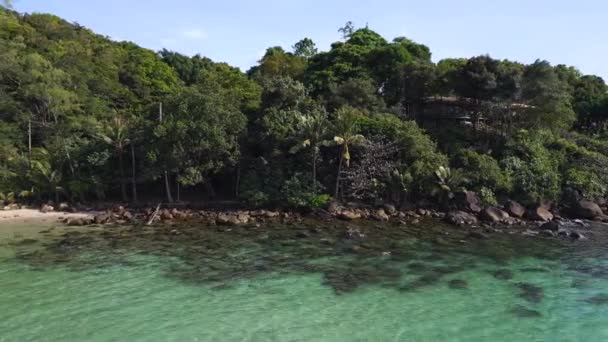 Szeroki Przegląd Orbity Dron Biały Plaża Wyspa Koh Kood Dzień — Wideo stockowe