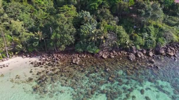 Descending Drone White Beach Island Koh Kood Day 2022 High — Video Stock