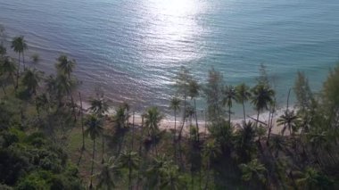 drone camera pointing down koh kood island Thailand sunny day 2022. High Quality 4k Cinematic footage.