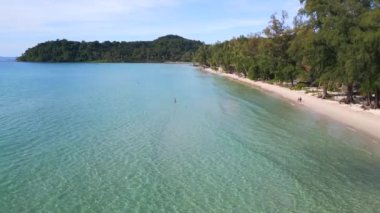 panorama overview drone of white beach koh kood island in thailand, day december 2022. High Quality 4K Cinematic Footage.