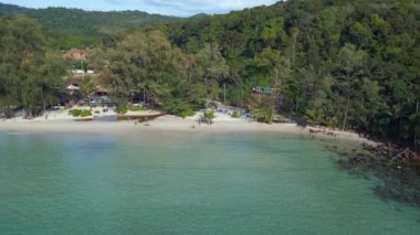 panorama overview drone of white beach koh kood island in thailand, day december 2022. High Quality 4K Cinematic Footage.