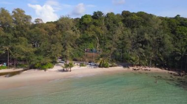 panorama orbit drone of white beach koh kood island in thailand, day december 2022. High Quality 4K Cinematic Footage.