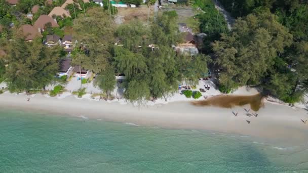 Drone Top View White Beach Koh Kood Island Thailand Day — 비디오