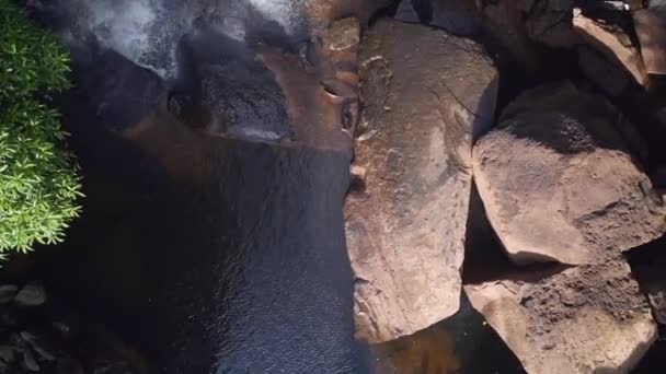 Vertical Birds Eye View Drone Huang Nam Khiao Waterfall Deep — Stok video