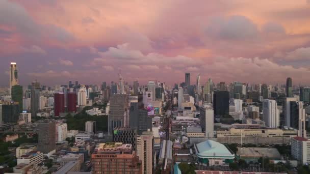 Sobrevoo Sobrevoar Drone Distrito Cidade Siam Bangkok Tailândia Por Sol — Vídeo de Stock