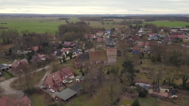 Panorama Overview Drone Mecklenburg Western Pomerania Germany Winter 2023 High — Stock Video