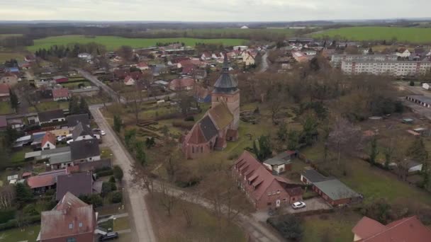 Panorama Orbita Drone Mecklemburgo Pomerania Occidental Alemania Invierno 2023 Alta — Vídeos de Stock