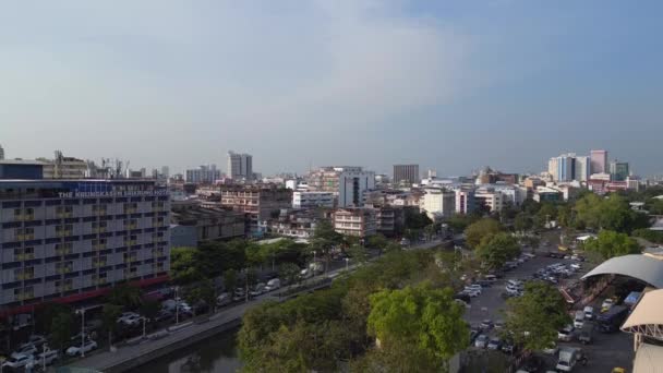 Descendente Drone Bangkok Velho Central Estação Ferroviária Hua Lamphong Estação — Vídeo de Stock