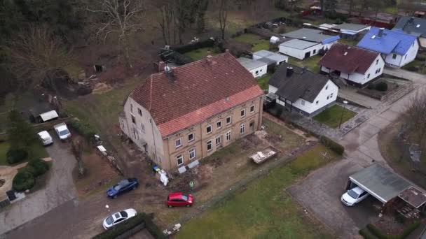 Panorama Orbit Drone Zchátralý Manor Dům Luessow Západní Pomořansko Germany — Stock video