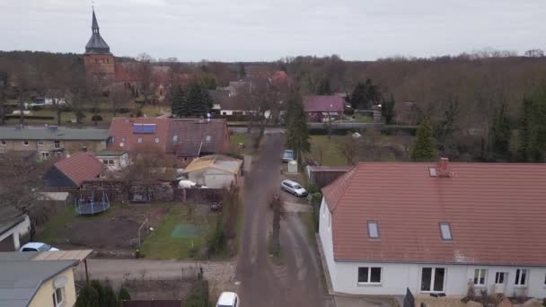 Fliegen Rückwärts Drohne Baufällig Gutshaus Vorpommern Deutschland Winter 2023 Hochwertiges — Stockvideo