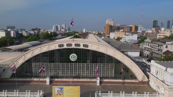Dron Ascendente Hua Lamphong Railway Station Tailandia 2022 Imágenes Cinematográficas — Vídeos de Stock