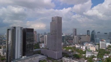 Panorama, Bangkok Bölgesi insansız hava aracı modern ari, Tayland 2022. 4k uhd sinematik çekim.