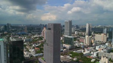 Panorama, Bangkok Bölgesi insansız hava aracı modern ari, Tayland 2022. 4k uhd sinematik çekim.