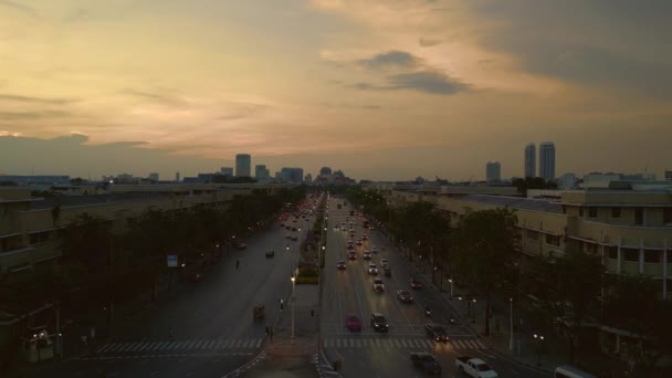 Sunset Bangkok Tailandia 2022 Imágenes Cinematográficas Uhd — Vídeos de Stock