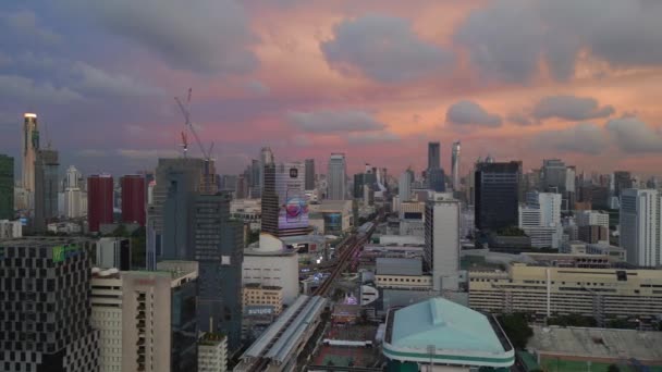 Ampla Visão Geral Órbita Drone Distrito Cidade Siam Bangkok Tailândia — Vídeo de Stock
