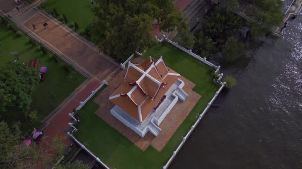 Dron Shora Dolů Nad Výhledem Phra Sumen Fort Bangkok Thailand2022 — Stock video