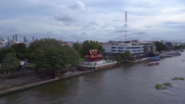 Flyg Tryck Drönaren Phra Sumen Fort Bangkok Thailand 2022 Uhd — Stockvideo