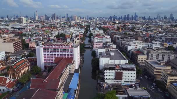 Fly Reverse Drone Phra Sumen Fort Bangkok Thailand 2022 Uhd — Stock video