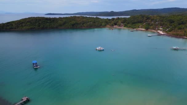 Panorama Orbit Drone Koh Kood Island Bang Bao Beach Thailand — Stockvideo